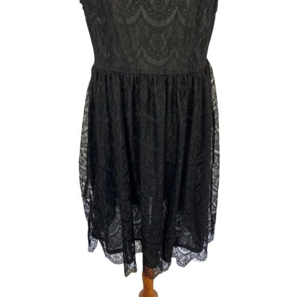 Acevog Lace Dress Large Black Sleeveless Gothic Vintage Party Cocktail - Picture 3 of 7